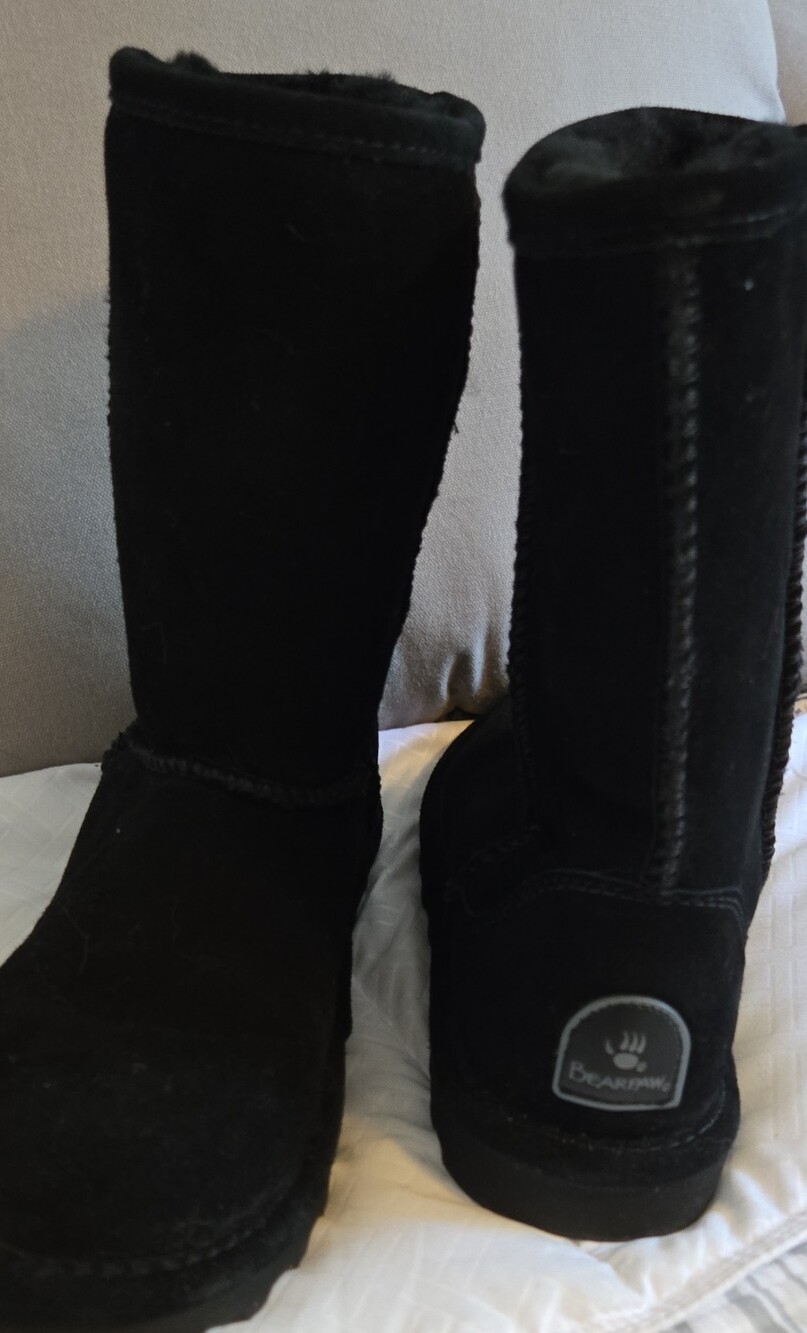 Black Women's Mid Calf Suede Winter Boots